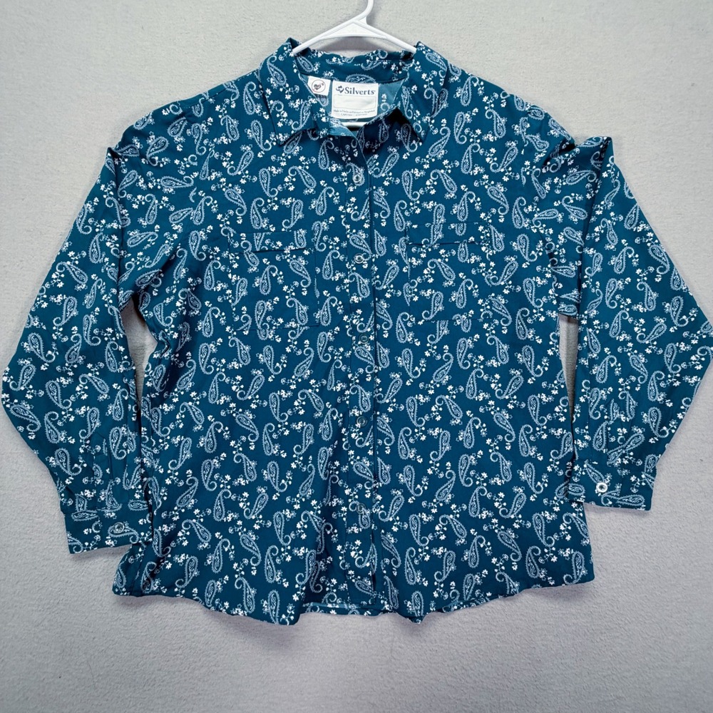 Silverts Adaptive Button Up Shirt Unisex L/S Easy Dressing Caregiver Clothing